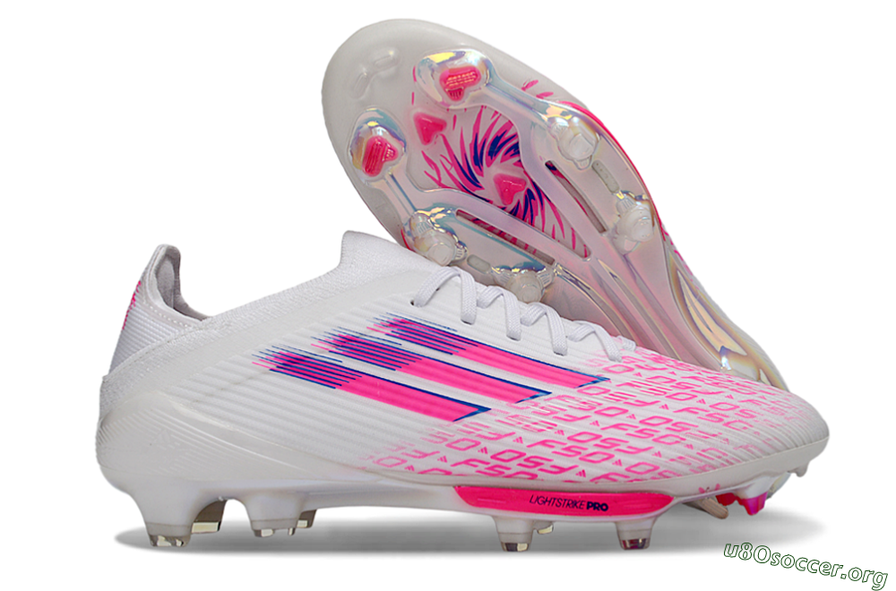 Adidas F50+ Elite Lightstrike Pro FG Football Boots - White/Fuchsia Pink/Soft Pink 2