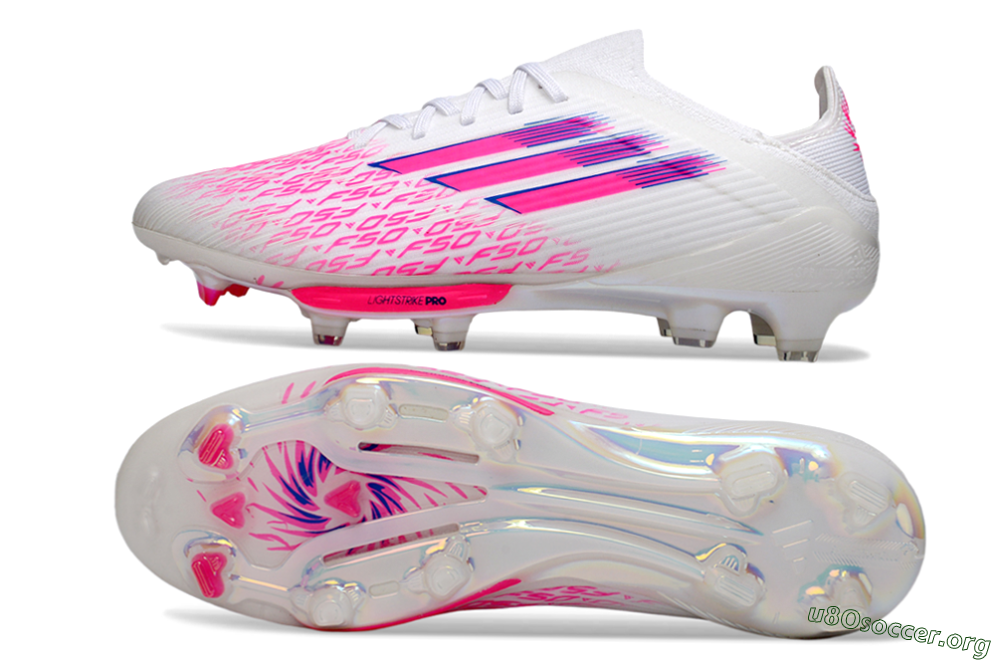 Adidas F50+ Elite Lightstrike Pro FG Football Boots - White/Fuchsia Pink/Soft Pink 1