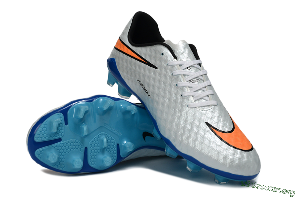 Nike Hypervenom Phantom FG Football Boots - White/Electric Blue/Flame Orange 4
