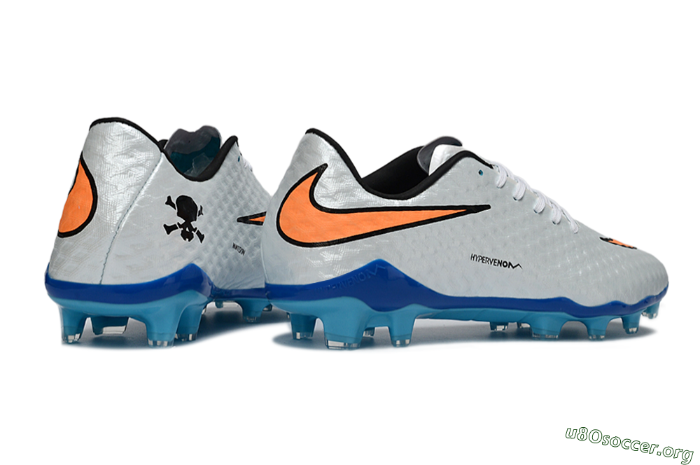 Nike Hypervenom Phantom FG Football Boots - White/Electric Blue/Flame Orange 7
