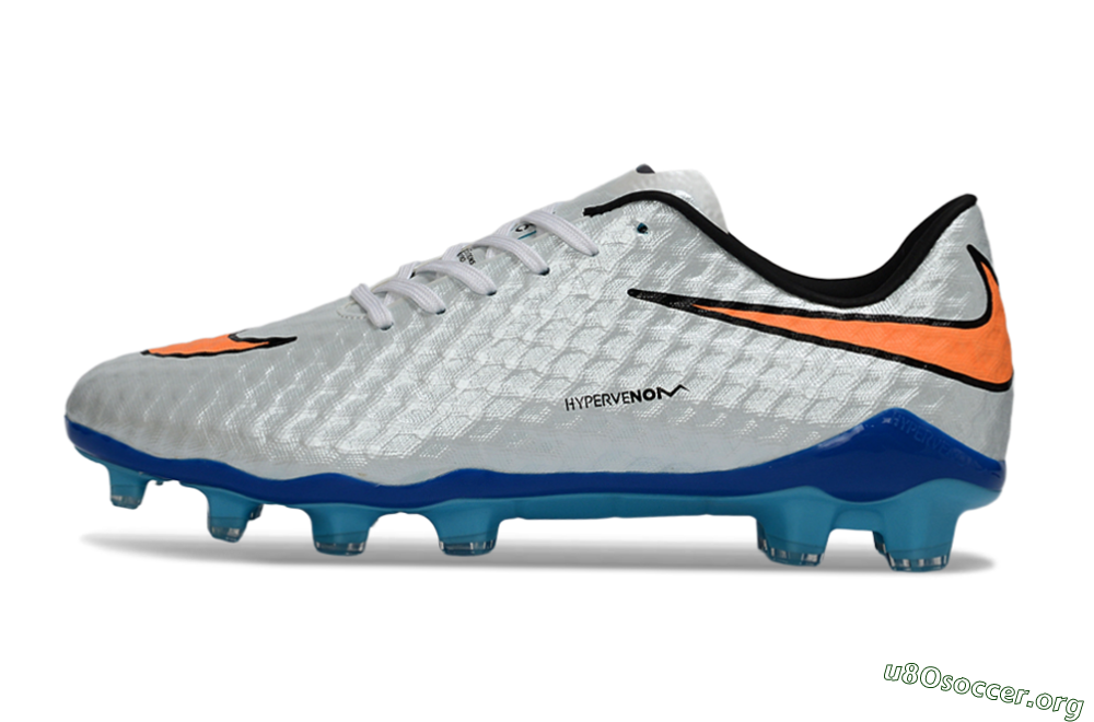 Nike Hypervenom Phantom FG Football Boots - White/Electric Blue/Flame Orange 3