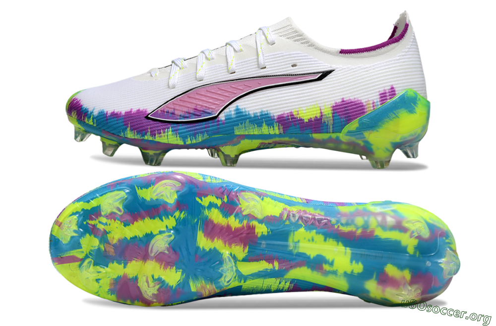 Puma Ultra Ultimate FG Football Boots - White/Vibrant Purple/Cyber Yellow 1