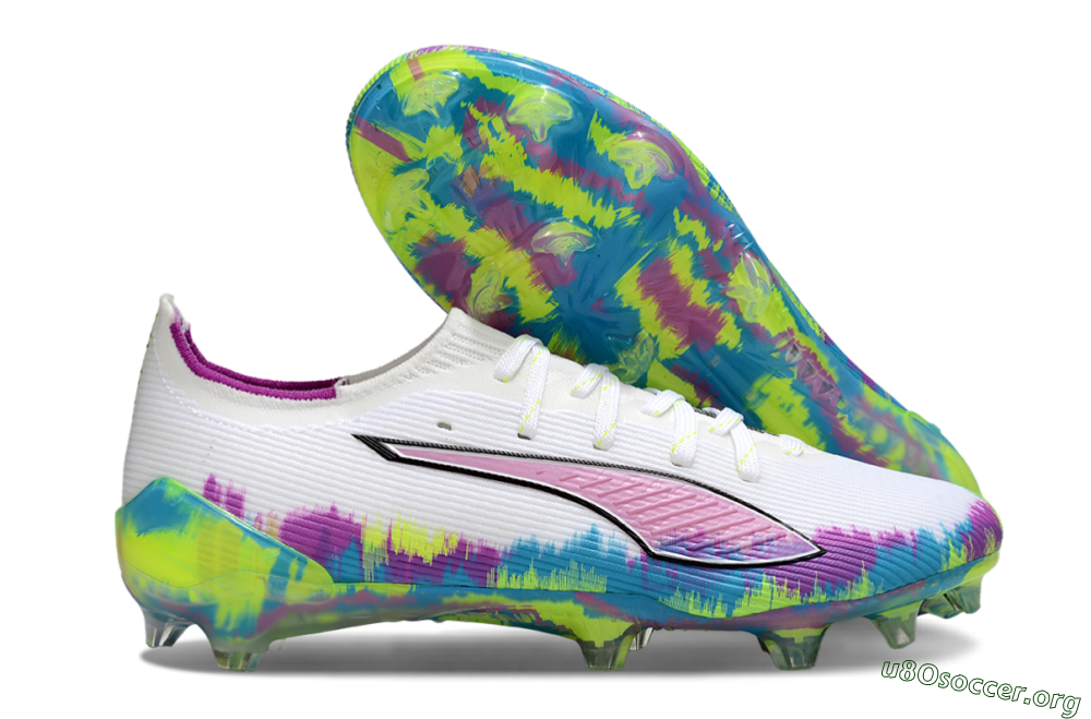 Puma Ultra Ultimate FG Football Boots - White/Vibrant Purple/Cyber Yellow 2