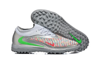 Nike Phantom 6 Low Elite TF Football Shoes - Gray/Vibrant Green/Red Pop