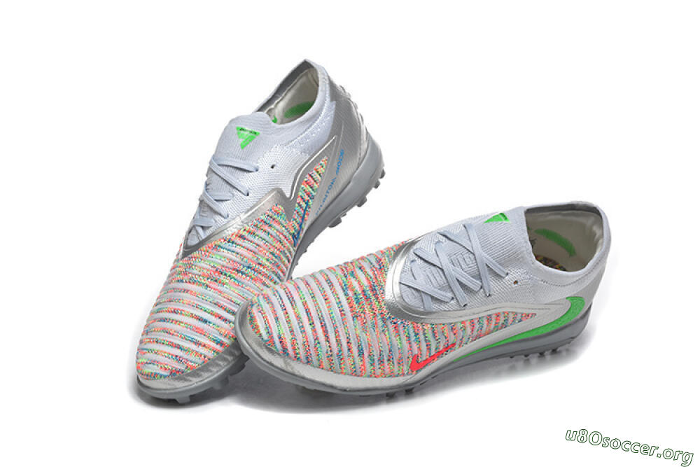 Nike Phantom 6 Low Elite TF Football Shoes - Gray/Vibrant Green/Red Pop 6