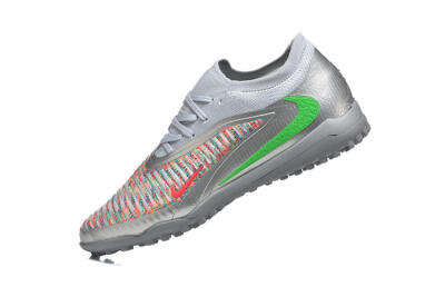 Nike Phantom 6 Low Elite TF Football Shoes - Gray/Vibrant Green/Red Pop