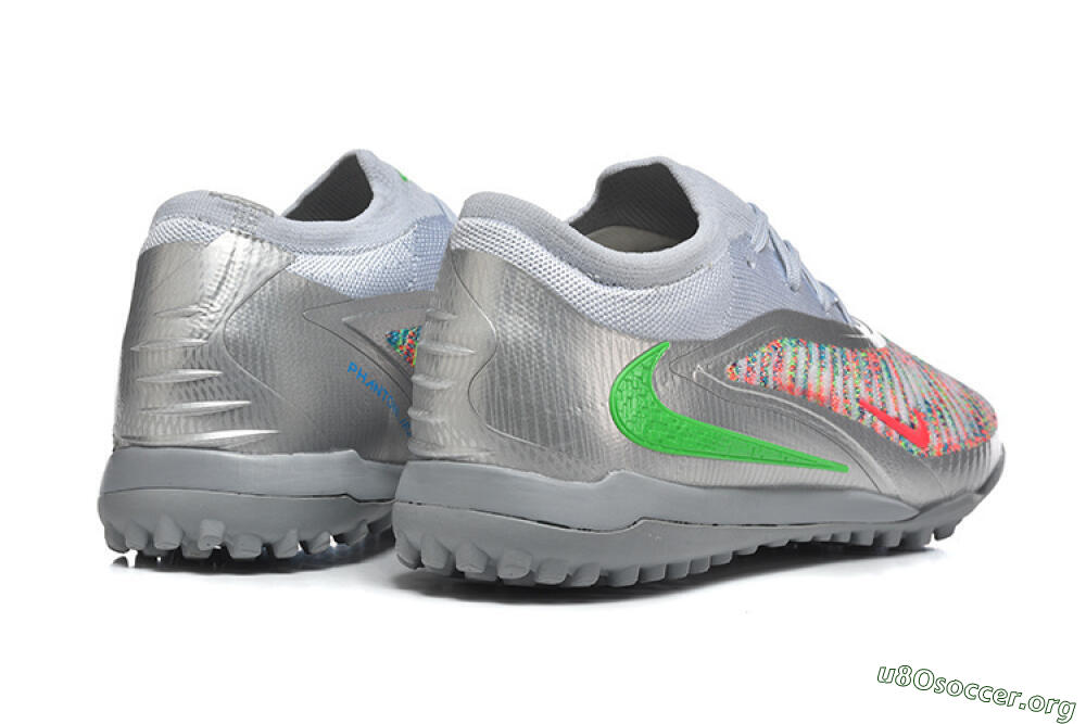 Nike Phantom 6 Low Elite TF Football Shoes - Gray/Vibrant Green/Red Pop 9