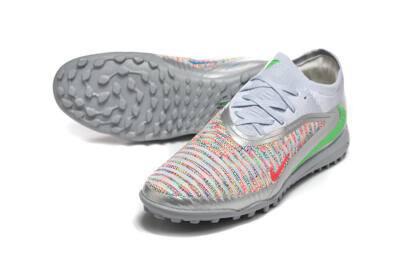 Nike Phantom 6 Low Elite TF Football Shoes - Gray/Vibrant Green/Red Pop