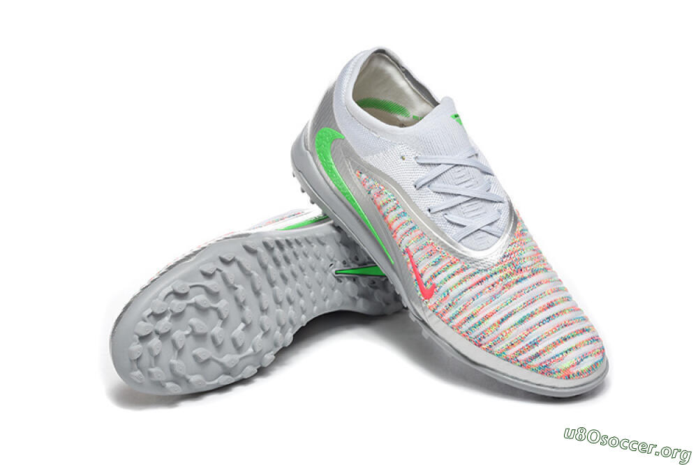 Nike Phantom 6 Low Elite TF Football Shoes - Gray/Vibrant Green/Red Pop 4