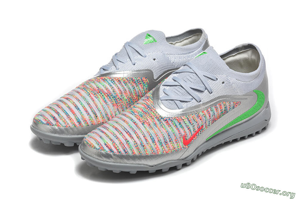 Nike Phantom 6 Low Elite TF Football Shoes - Gray/Vibrant Green/Red Pop 5