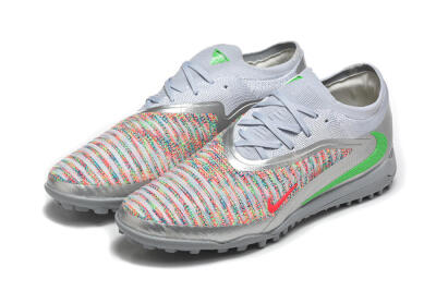 Nike Phantom 6 Low Elite TF Football Shoes - Gray/Vibrant Green/Red Pop