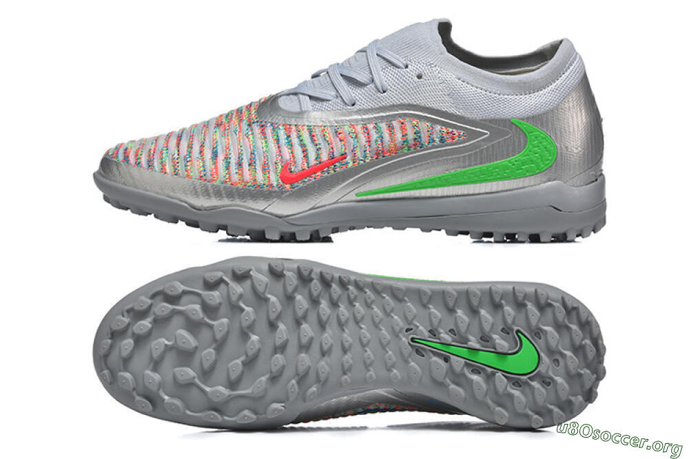 Nike Phantom 6 Low Elite TF Football Shoes - Gray/Vibrant Green/Red Pop 1