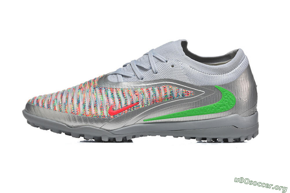 Nike Phantom 6 Low Elite TF Football Shoes - Gray/Vibrant Green/Red Pop 3