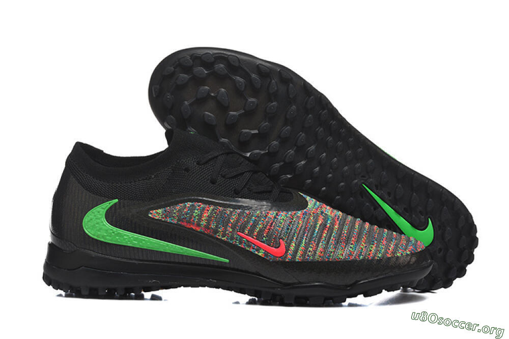 Nike Phantom 6 Low Elite TF Football Shoes - Black/Vibrant Green/Hyper Red 2
