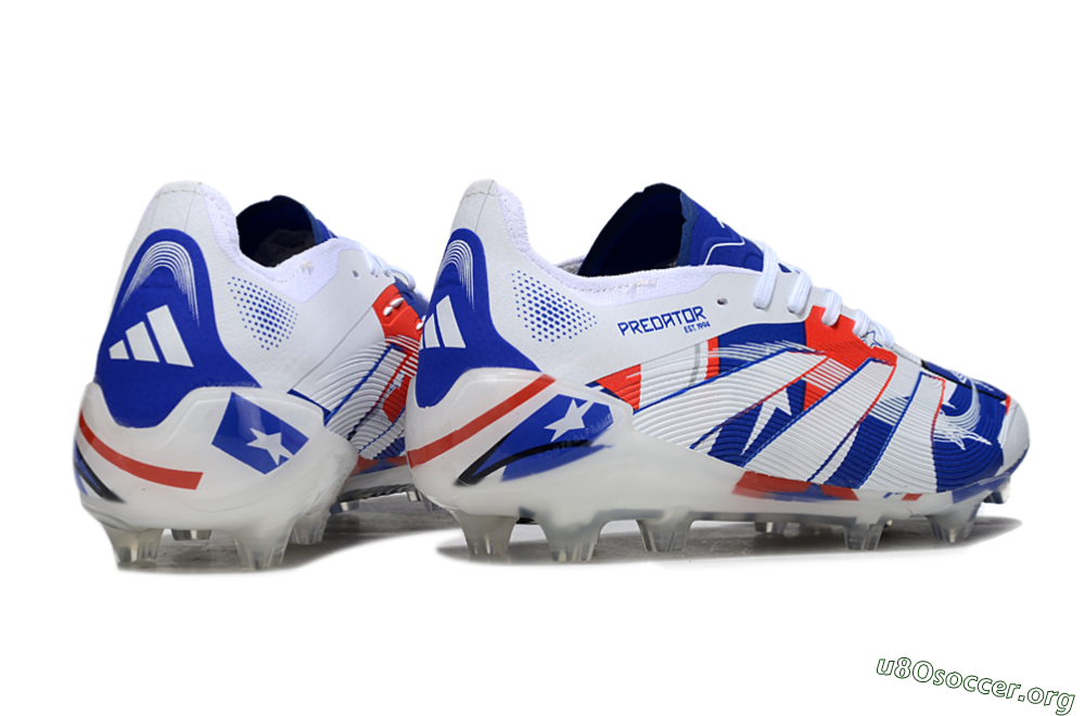 Adidas Predator 25 Elite FG Football Boots - Blue/Crimson Red/Snow White 6