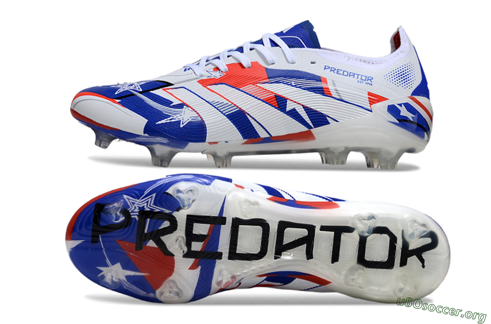 Adidas Predator 25 Elite FG Football Boots - Blue/Crimson Red/Snow White 1