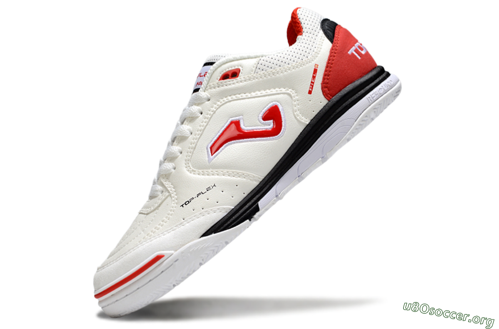 Joma Top Flex IC Football Shoes - White/Vibrant Red/Black 5