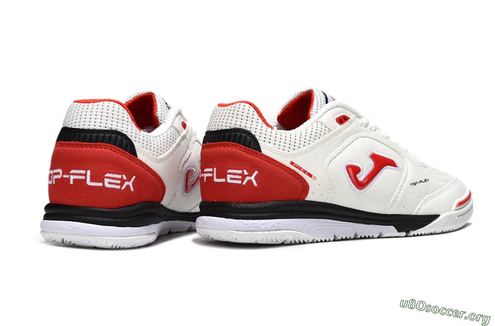 Joma Top Flex IC Football Shoes - White/Vibrant Red/Black 6