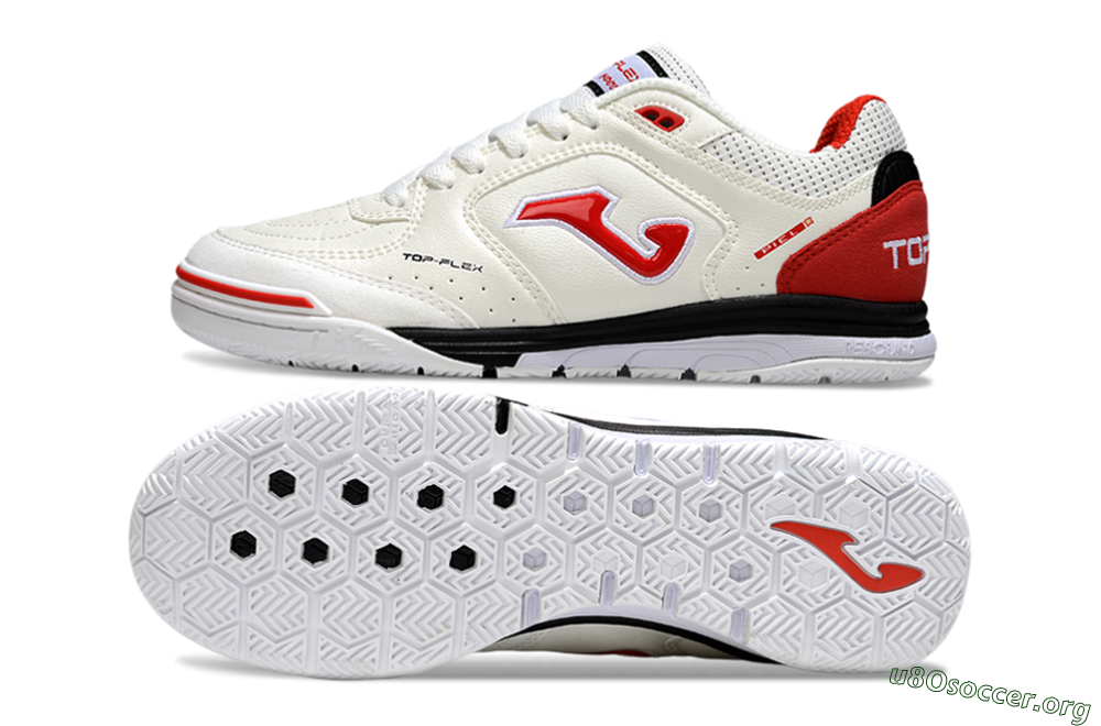 Joma Top Flex IC Football Shoes - White/Vibrant Red/Black 1