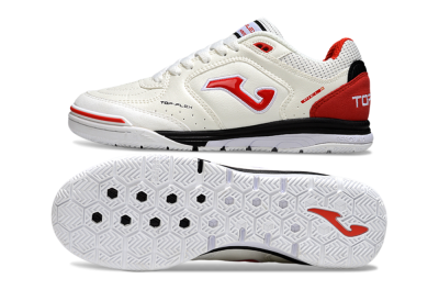 Joma Top Flex IC Football Shoes - White/Vibrant Red/Black