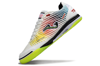 Joma Top Flex IC Football Shoes - White/Lime Green/Rainbow Gradient