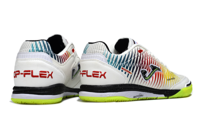 Joma Top Flex IC Football Shoes - White/Lime Green/Rainbow Gradient