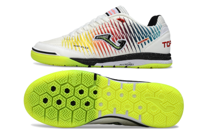 Joma Top Flex IC Football Shoes - White/Lime Green/Rainbow Gradient