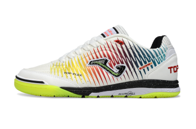Joma Top Flex IC Football Shoes - White/Lime Green/Rainbow Gradient