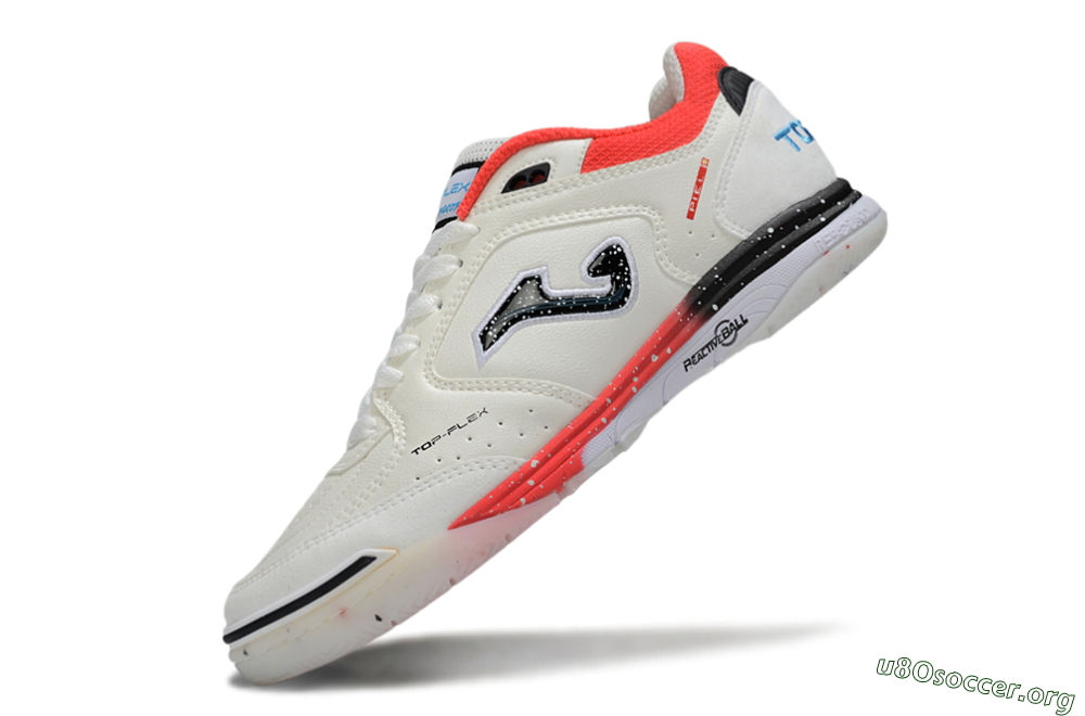 Joma Top Flex IC Football Shoes - White/Vibrant Red/Black 5