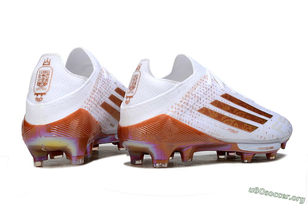 Adidas F50 Lightstrike Pro FG Football Boots - White/Soft Copper/Shimmer Gold 6