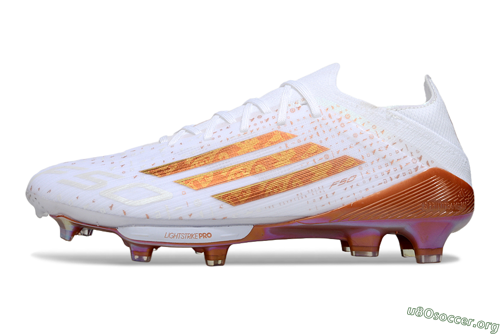Adidas F50 Lightstrike Pro FG Football Boots - White/Soft Copper/Shimmer Gold 3