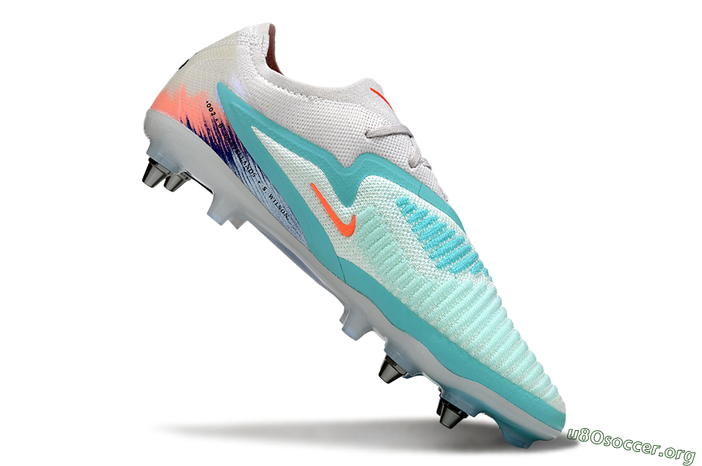 Nike Phantom 6 Low Elite SG Football Boots - White/Aqua Breeze/Pink Peach 4