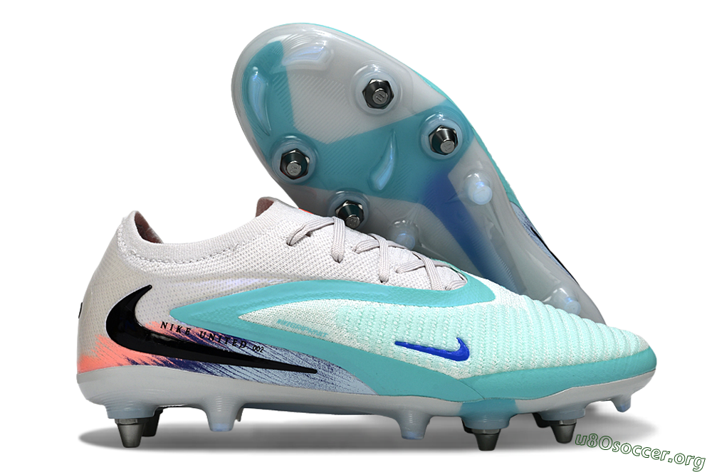 Nike Phantom 6 Low Elite SG Football Boots - White/Aqua Breeze/Pink Peach 2