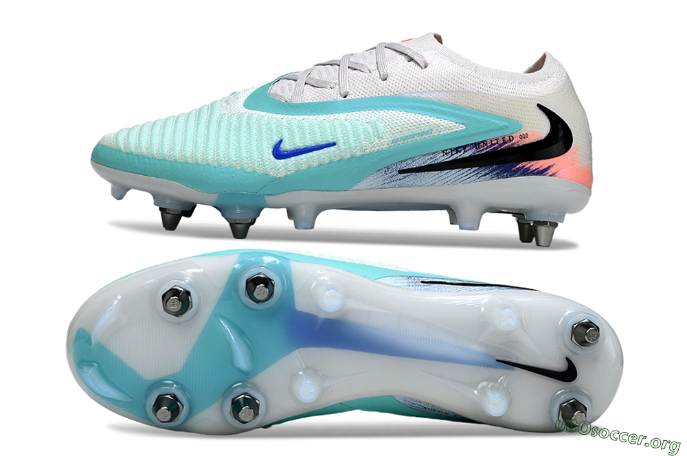 Nike Phantom 6 Low Elite SG Football Boots - White/Aqua Breeze/Pink Peach 1