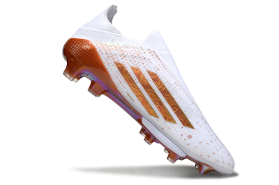 Adidas F50 Lightstrike Pro Laceless FG Football Boots - White/Amber Glow/Metallic Orange