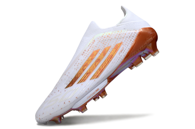 Adidas F50 Lightstrike Pro Laceless FG Football Boots - White/Amber Glow/Metallic Orange
