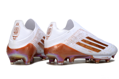 Adidas F50 Lightstrike Pro Laceless FG Football Boots - White/Amber Glow/Metallic Orange