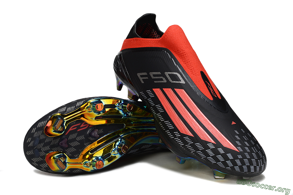 Adidas F50 Lightstrike Pro Laceless FG Football Boots - Black/Fiery Red/Rainbow Hues 0