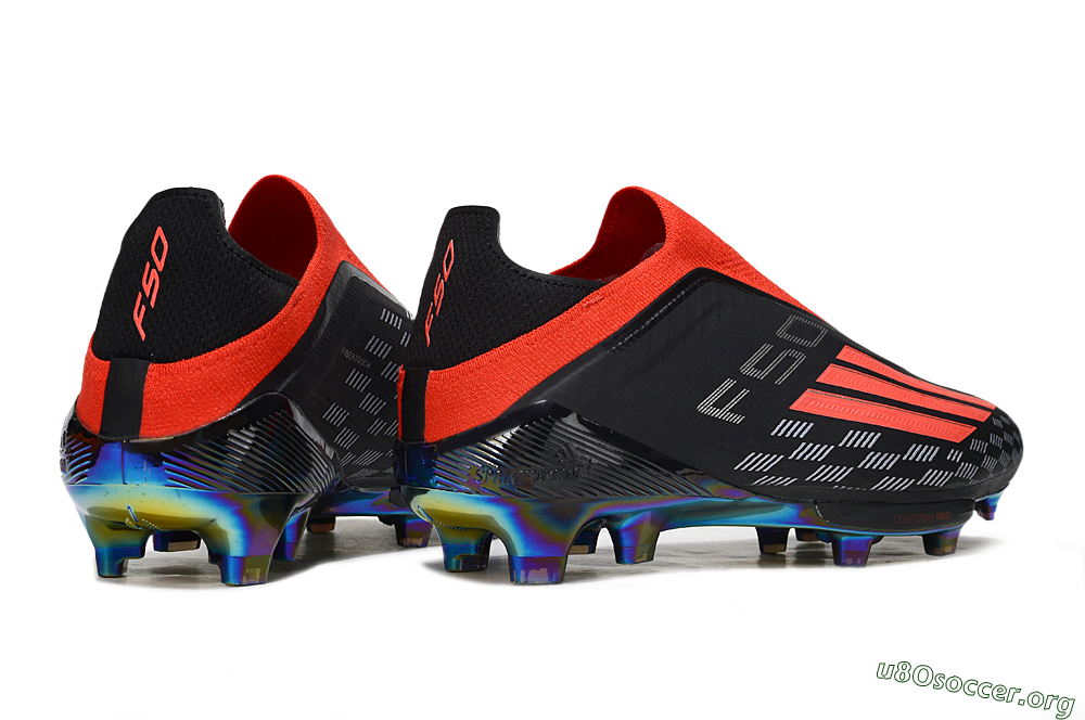 Adidas F50 Lightstrike Pro Laceless FG Football Boots - Black/Fiery Red/Rainbow Hues 6