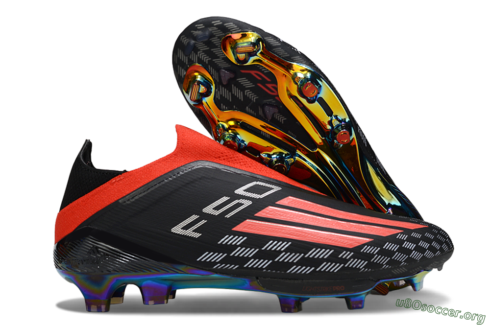Adidas F50 Lightstrike Pro Laceless FG Football Boots - Black/Fiery Red/Rainbow Hues 2