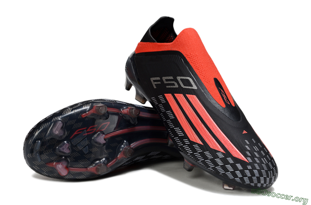 Adidas F50 Pro Laceless FG Football Boots - Black/Fiery Red/Jet Black 0