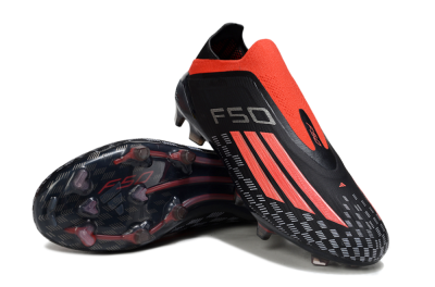 Adidas F50 Pro Laceless FG Football Boots - Black/Fiery Red/Jet Black