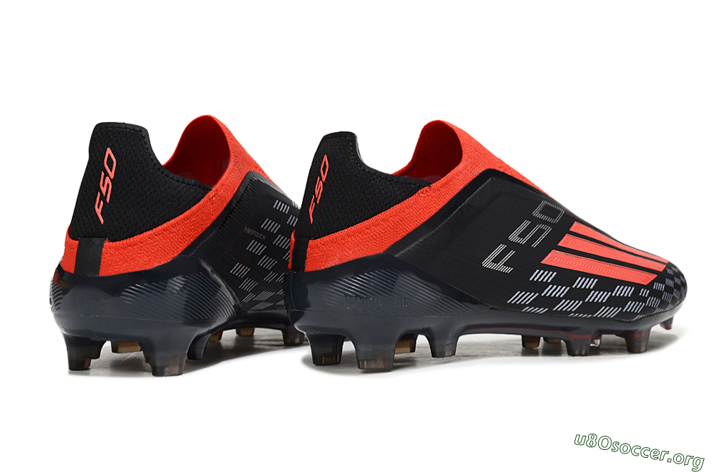 Adidas F50 Pro Laceless FG Football Boots - Black/Fiery Red/Jet Black 6