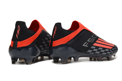 Adidas F50 Pro Laceless FG Football Boots - Black/Fiery Red/Jet Black