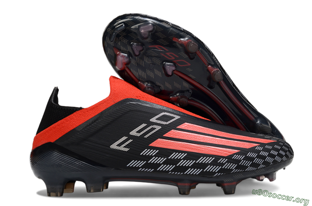 Adidas F50 Pro Laceless FG Football Boots - Black/Fiery Red/Jet Black 2