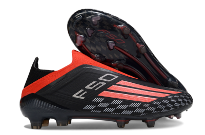 Adidas F50 Pro Laceless FG Football Boots - Black/Fiery Red/Jet Black