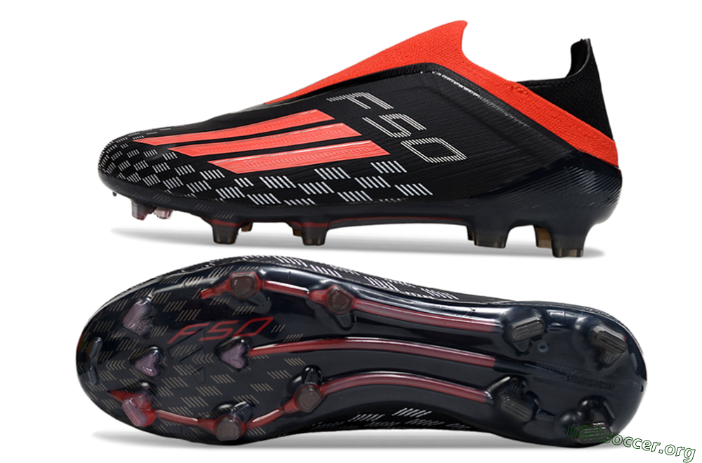 Adidas F50 Pro Laceless FG Football Boots - Black/Fiery Red/Jet Black 1