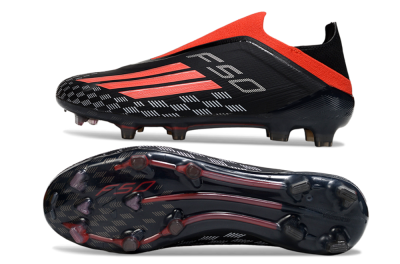 Adidas F50 Pro Laceless FG Football Boots - Black/Fiery Red/Jet Black