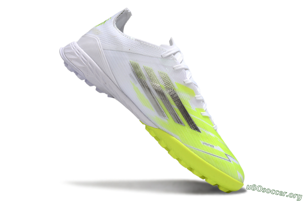 Adidas F50 Pro TF Football Shoes - White/Lime Burst/Neon Glow 4