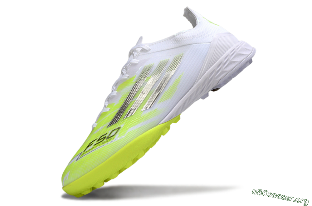 Adidas F50 Pro TF Football Shoes - White/Lime Burst/Neon Glow 5